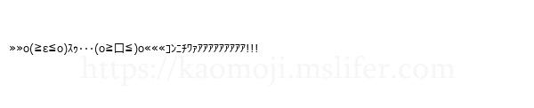 ≫≫o(≧ε≦o)ｽｩ･･･(o≧口≦)o≪≪≪ｺﾝﾆﾁﾜｧｱｱｱｱｱｱｱｱｱ!!!
-顔文字